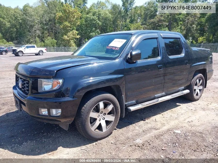 5FPYK1F64EB007449 2014 Honda Ridgeline Se