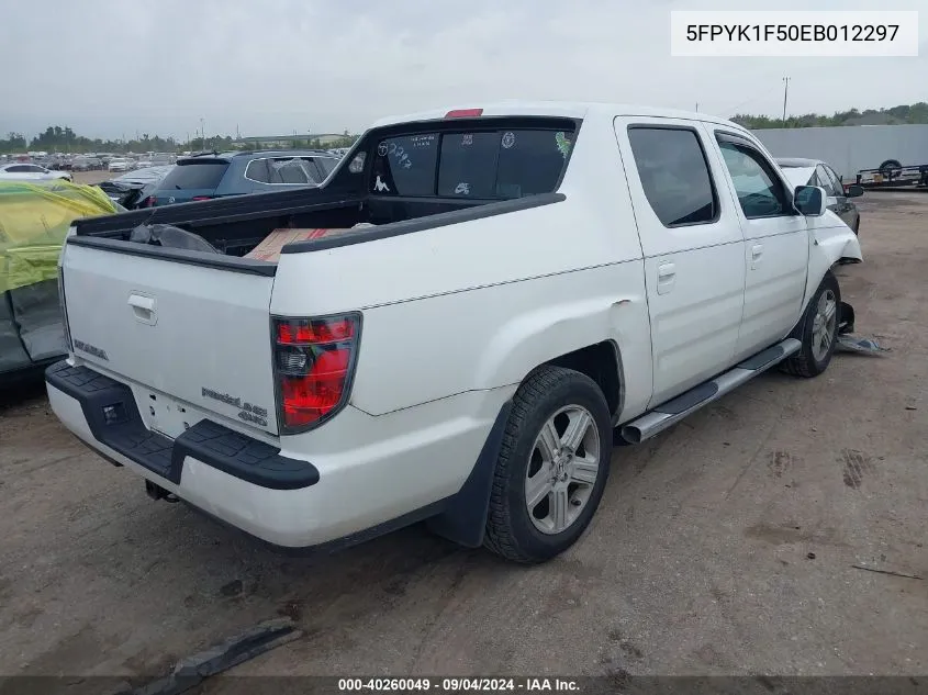 2014 Honda Ridgeline Rtl VIN: 5FPYK1F50EB012297 Lot: 40260049