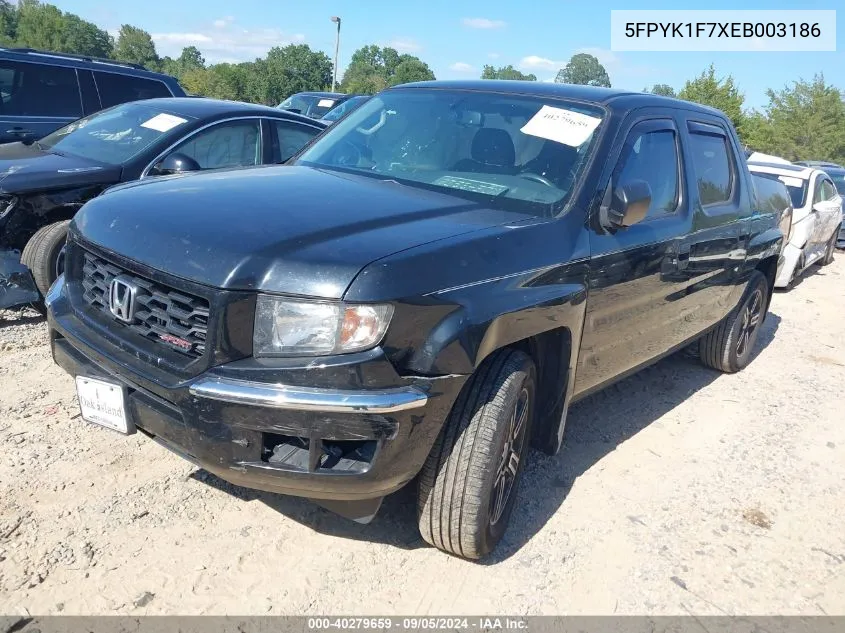 2014 Honda Ridgeline Sport VIN: 5FPYK1F7XEB003186 Lot: 40279659