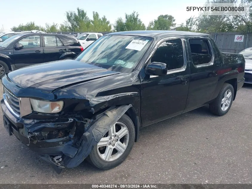 2014 Honda Ridgeline Rtl VIN: 5FPYK1F54EB008088 Lot: 40348274