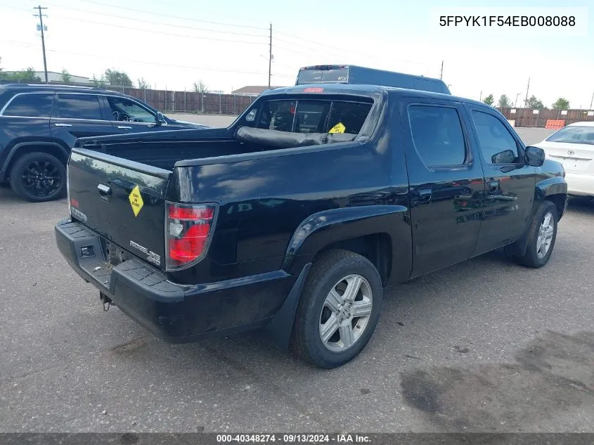 2014 Honda Ridgeline Rtl VIN: 5FPYK1F54EB008088 Lot: 40348274