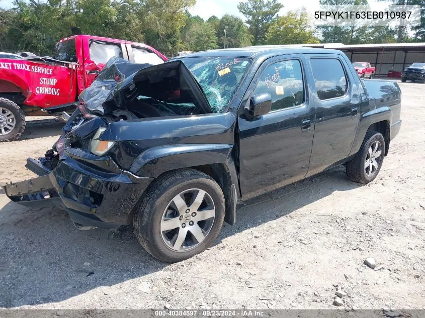 2014 Honda Ridgeline Se VIN: 5FPYK1F63EB010987 Lot: 40384597