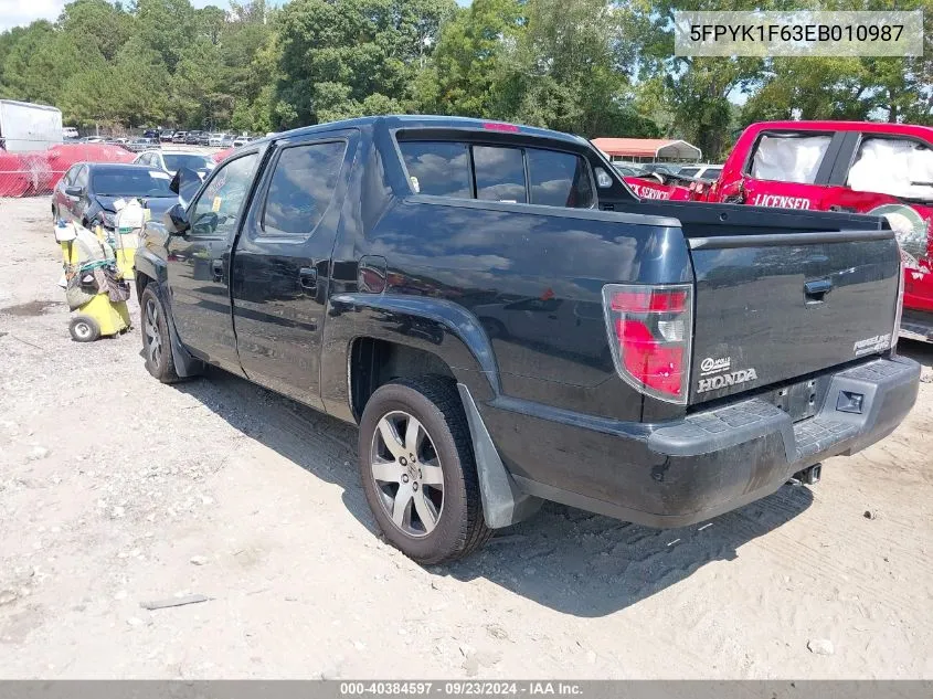 2014 Honda Ridgeline Se VIN: 5FPYK1F63EB010987 Lot: 40384597