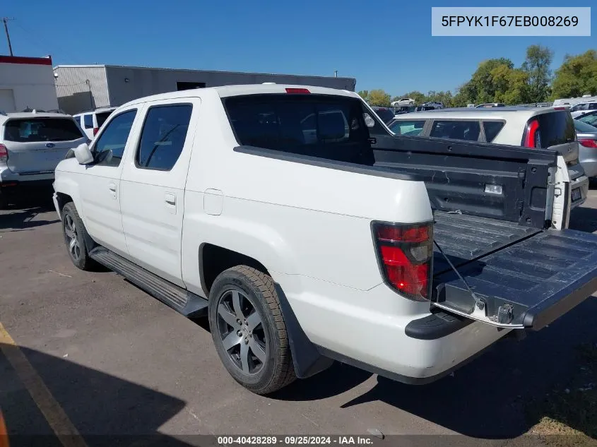 2014 Honda Ridgeline Se VIN: 5FPYK1F67EB008269 Lot: 40428289