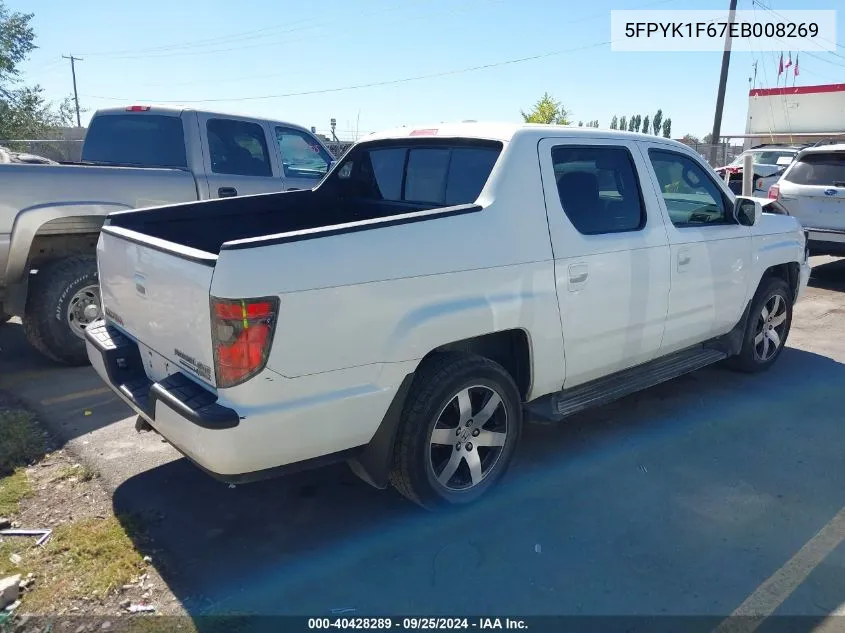 2014 Honda Ridgeline Se VIN: 5FPYK1F67EB008269 Lot: 40428289