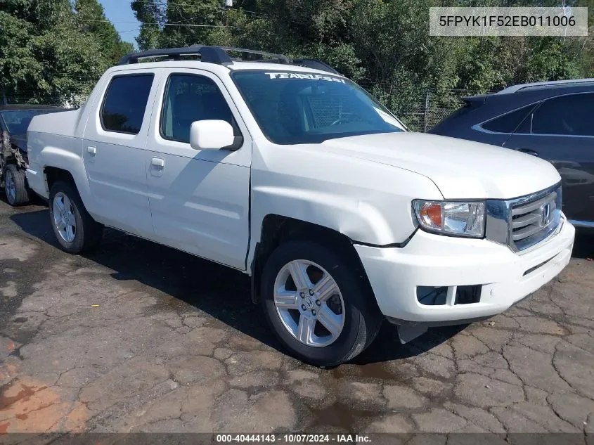 2014 Honda Ridgeline Rtl VIN: 5FPYK1F52EB011006 Lot: 40444143