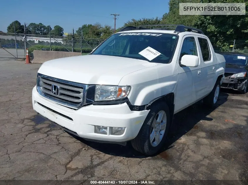 2014 Honda Ridgeline Rtl VIN: 5FPYK1F52EB011006 Lot: 40444143