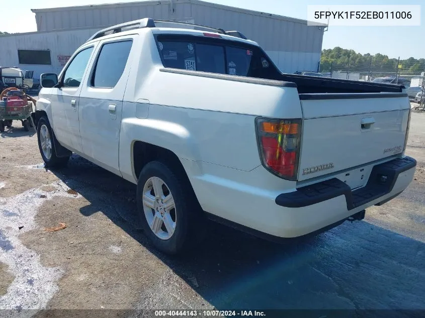 2014 Honda Ridgeline Rtl VIN: 5FPYK1F52EB011006 Lot: 40444143