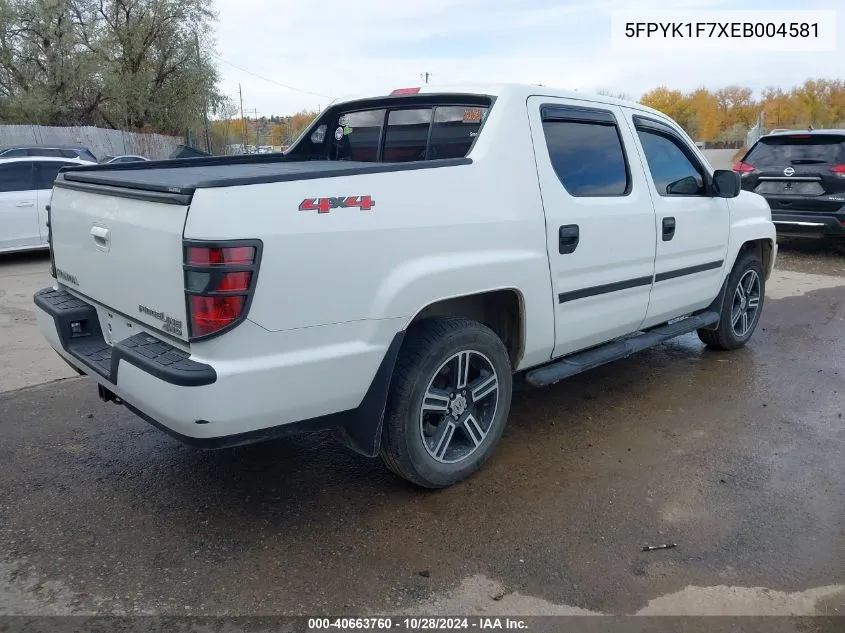 2014 Honda Ridgeline Sport VIN: 5FPYK1F7XEB004581 Lot: 40663760