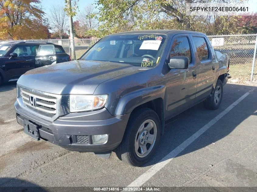 2014 Honda Ridgeline Rt VIN: 5FPYK1F24EB006461 Lot: 40714816