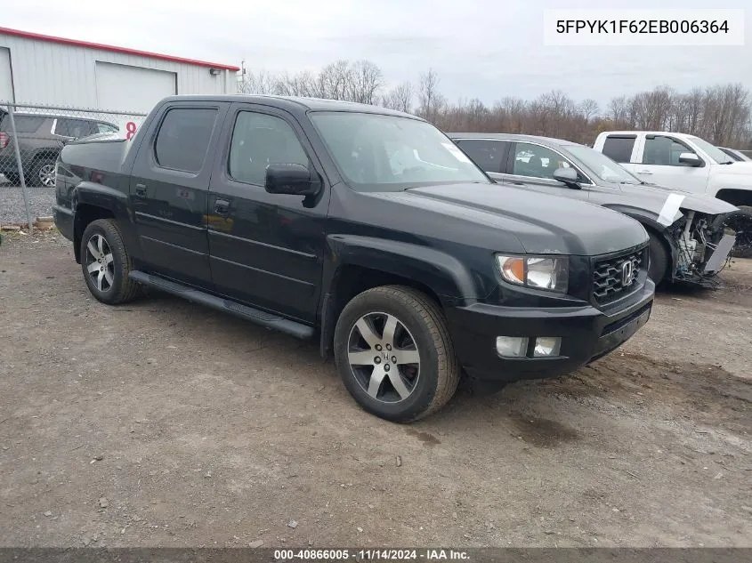 2014 Honda Ridgeline Se VIN: 5FPYK1F62EB006364 Lot: 40866005