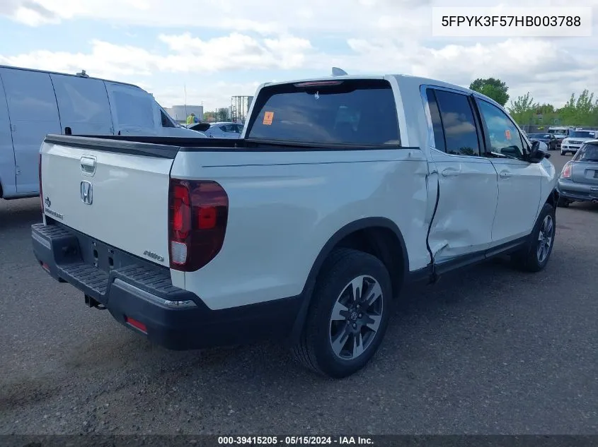 5FPYK3F57HB003788 2017 Honda Ridgeline Rtl