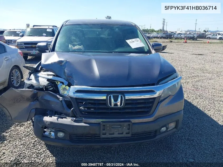 2017 Honda Ridgeline Rts VIN: 5FPYK3F41HB036714 Lot: 39487787