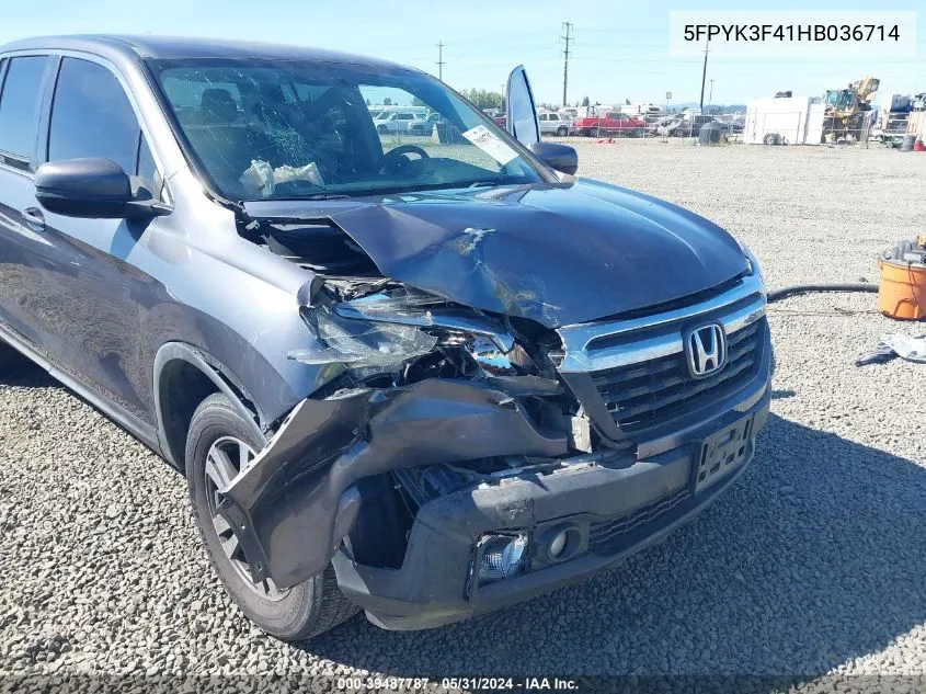 2017 Honda Ridgeline Rts VIN: 5FPYK3F41HB036714 Lot: 39487787