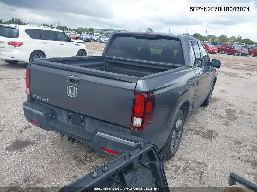 5FPYK2F68HB003074 2017 Honda Ridgeline Rtl-T