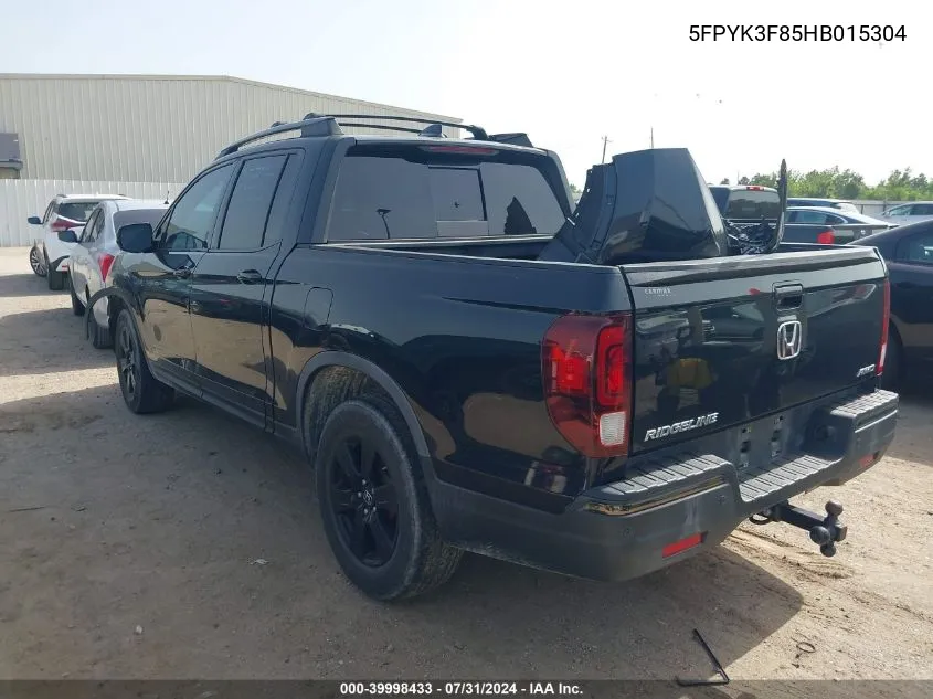 2017 Honda Ridgeline Black Edition VIN: 5FPYK3F85HB015304 Lot: 39998433