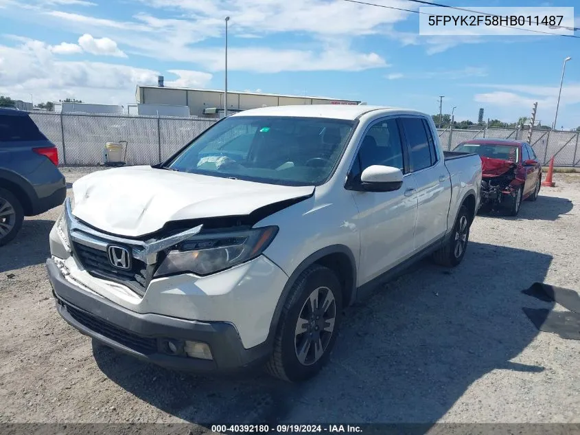 5FPYK2F58HB011487 2017 Honda Ridgeline Rtl