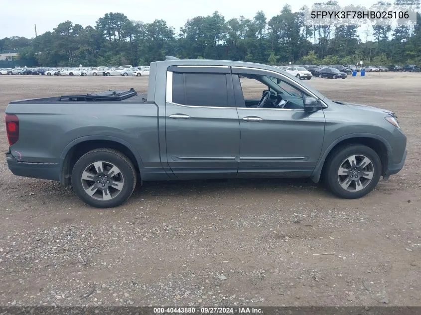 2017 Honda Ridgeline Rtl-E VIN: 5FPYK3F78HB025106 Lot: 40443880