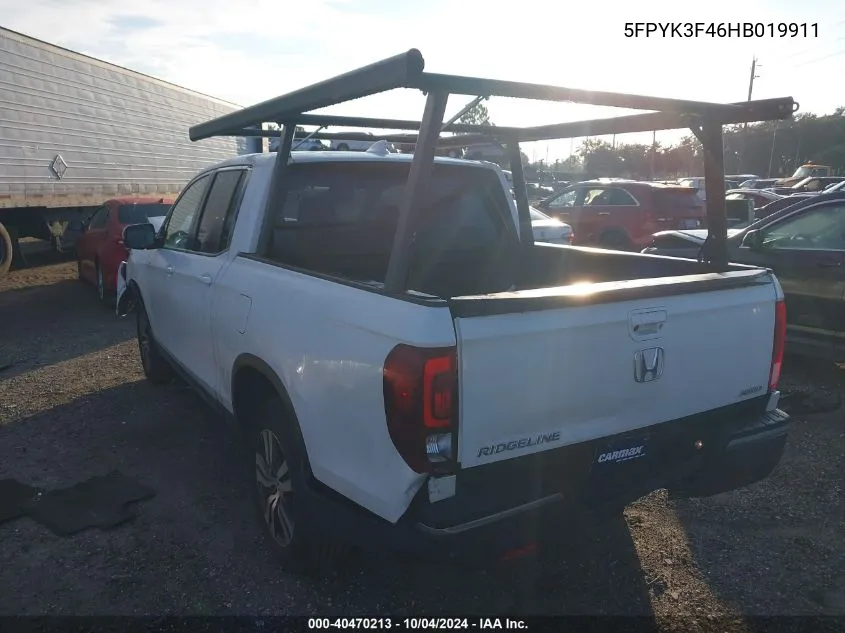 5FPYK3F46HB019911 2017 Honda Ridgeline Rts