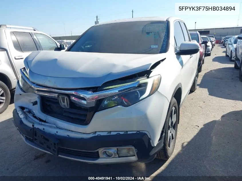 5FPYK3F75HB034894 2017 Honda Ridgeline Rtl-E