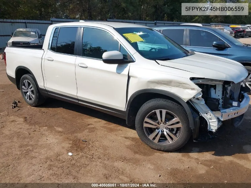 5FPYK2F45HB006559 2017 Honda Ridgeline Rts