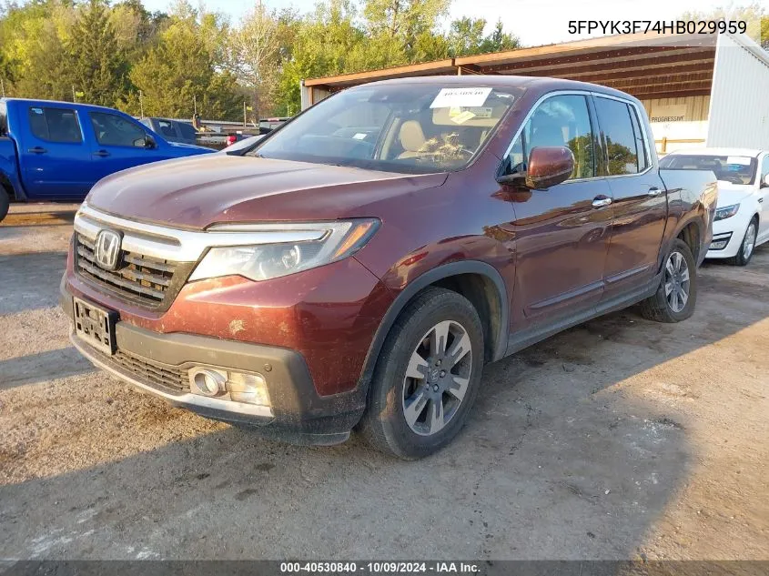 5FPYK3F74HB029959 2017 Honda Ridgeline Rtl