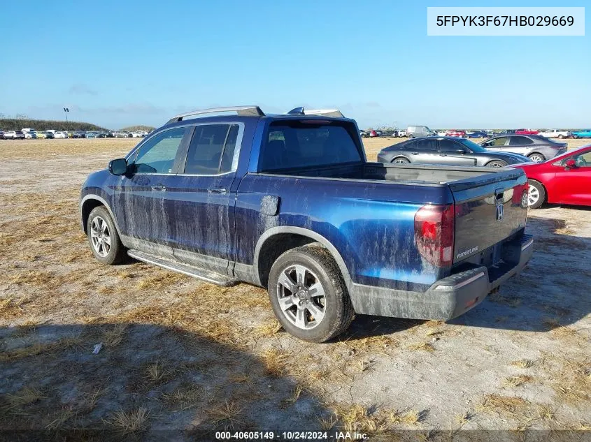 5FPYK3F67HB029669 2017 Honda Ridgeline Rtl-T