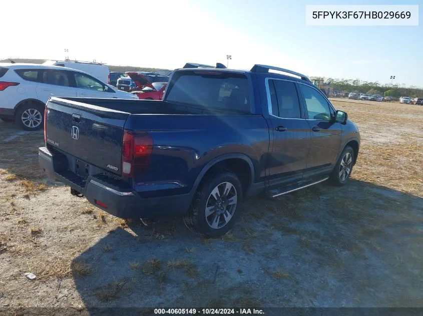 5FPYK3F67HB029669 2017 Honda Ridgeline Rtl-T