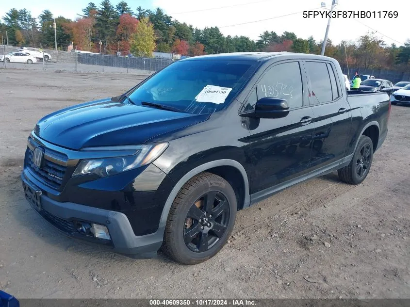 2017 Honda Ridgeline Black Edition VIN: 5FPYK3F87HB011769 Lot: 40609350