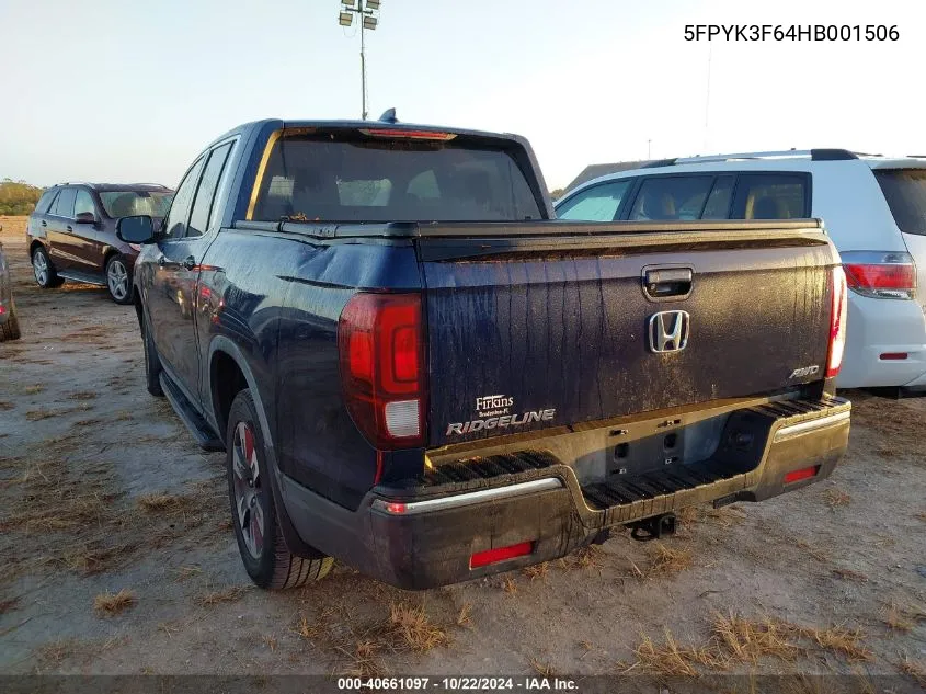 2017 Honda Ridgeline Rtl-T VIN: 5FPYK3F64HB001506 Lot: 40661097