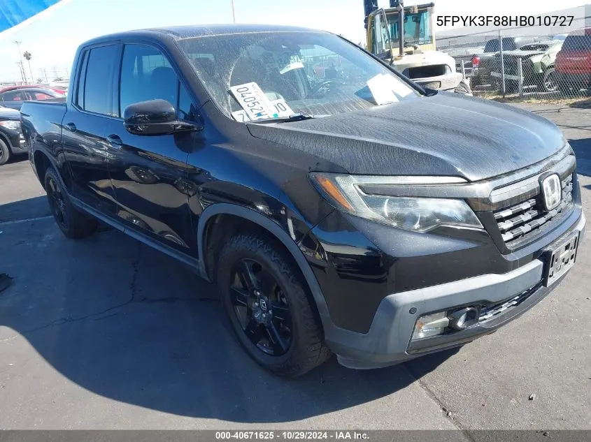 2017 Honda Ridgeline Black Edition VIN: 5FPYK3F88HB010727 Lot: 40671625