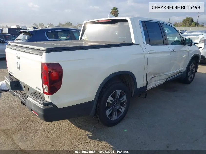 2017 Honda Ridgeline Rtl-T VIN: 5FPYK3F64HB015499 Lot: 40671988