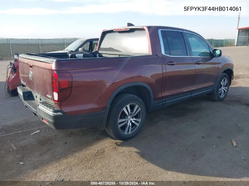 2017 Honda Ridgeline Rts VIN: 5FPYK3F44HB014061 Lot: 40728258