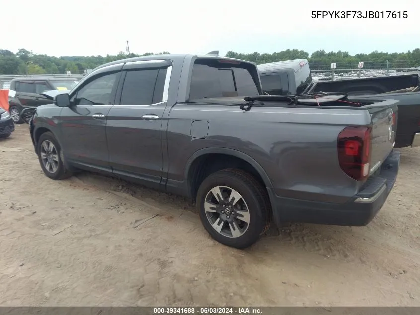 5FPYK3F73JB017615 2018 Honda Ridgeline Rtl-E