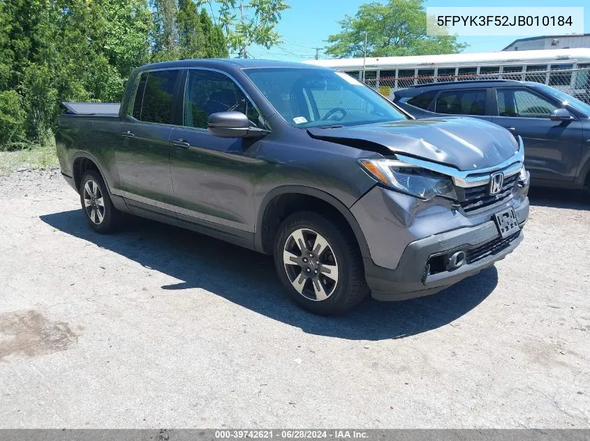 2018 Honda Ridgeline Rtl VIN: 5FPYK3F52JB010184 Lot: 39742621