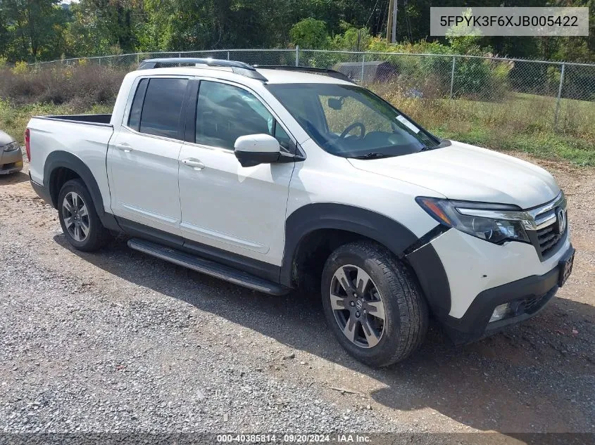 2018 Honda Ridgeline Rtl-T VIN: 5FPYK3F6XJB005422 Lot: 40385814