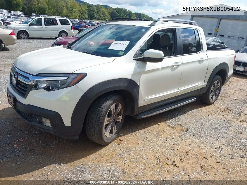 2018 Honda Ridgeline Rtl-T VIN: 5FPYK3F6XJB005422 Lot: 40385814