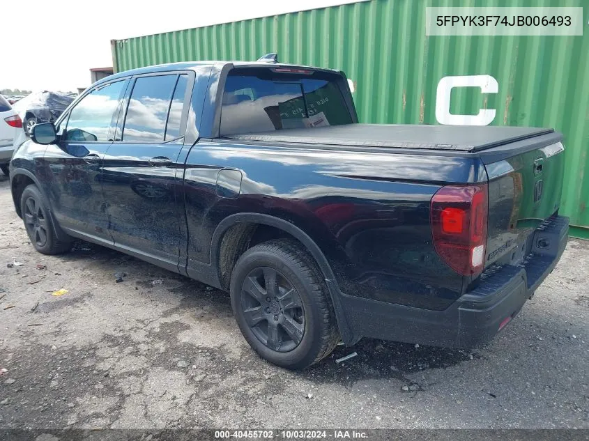 5FPYK3F74JB006493 2018 Honda Ridgeline Rtl-E