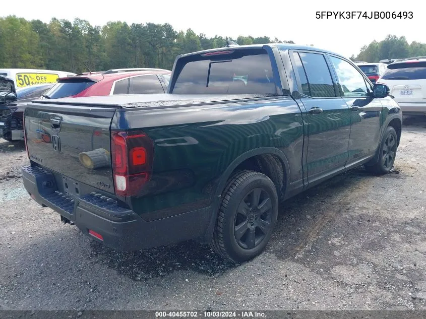 5FPYK3F74JB006493 2018 Honda Ridgeline Rtl-E