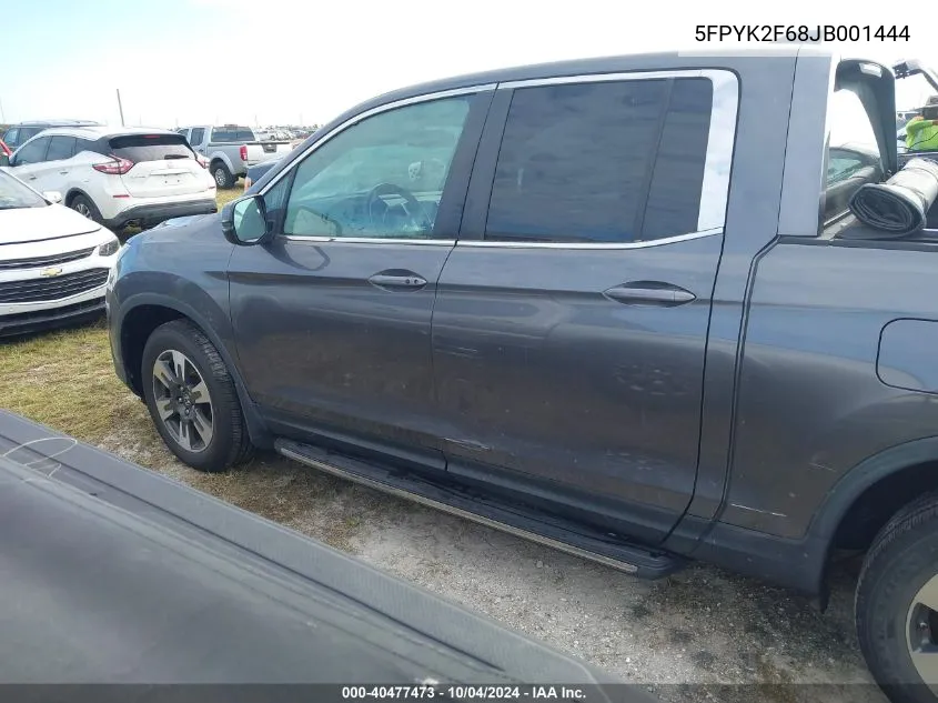 2018 Honda Ridgeline Rtl-T VIN: 5FPYK2F68JB001444 Lot: 40477473