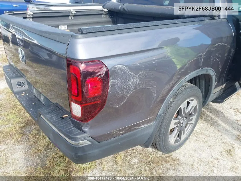 2018 Honda Ridgeline Rtl-T VIN: 5FPYK2F68JB001444 Lot: 40477473