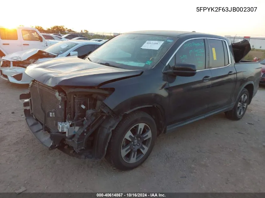 5FPYK2F63JB002307 2018 Honda Ridgeline Rtl-T