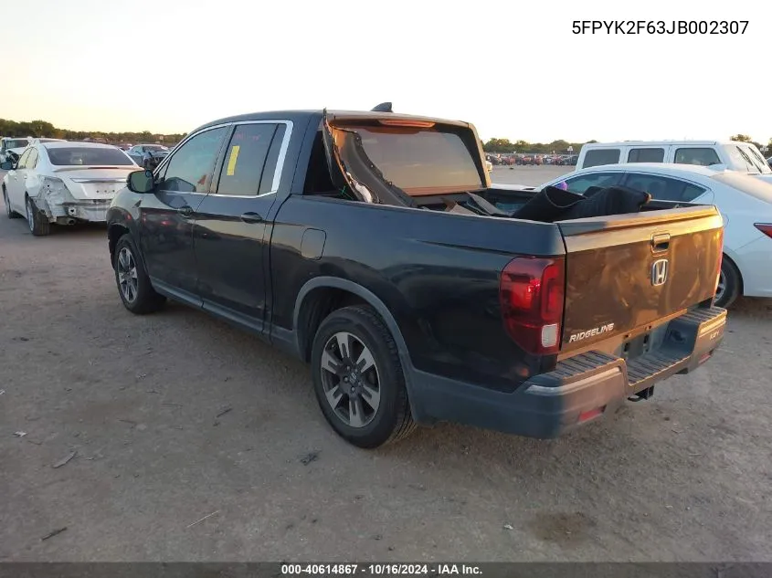 5FPYK2F63JB002307 2018 Honda Ridgeline Rtl-T