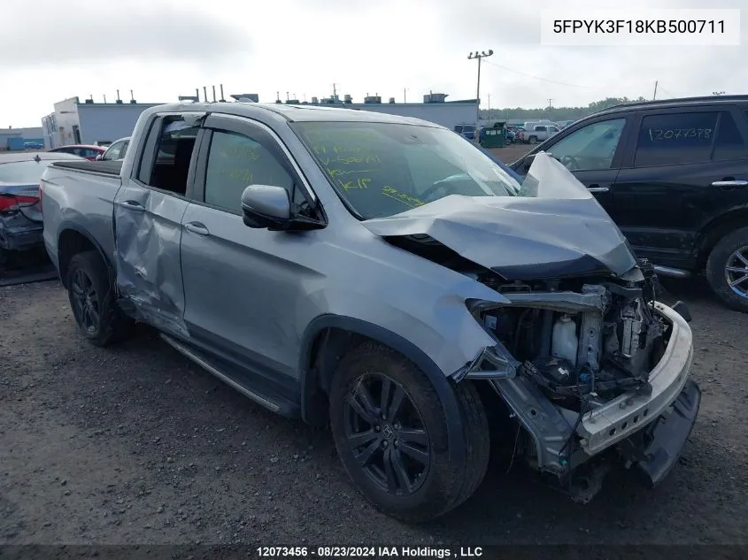 2019 Honda Ridgeline Sport VIN: 5FPYK3F18KB500711 Lot: 12073456