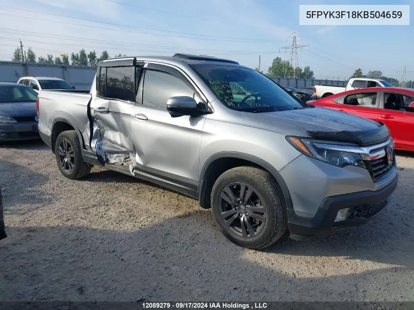 2019 Honda Ridgeline VIN: 5FPYK3F18KB504659 Lot: 12089279