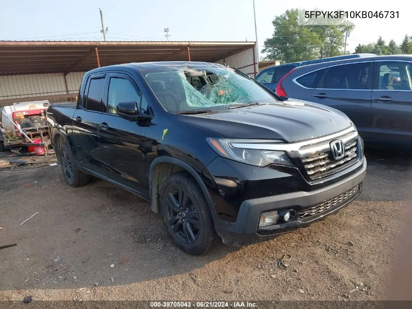 5FPYK3F10KB046731 2019 Honda Ridgeline Sport