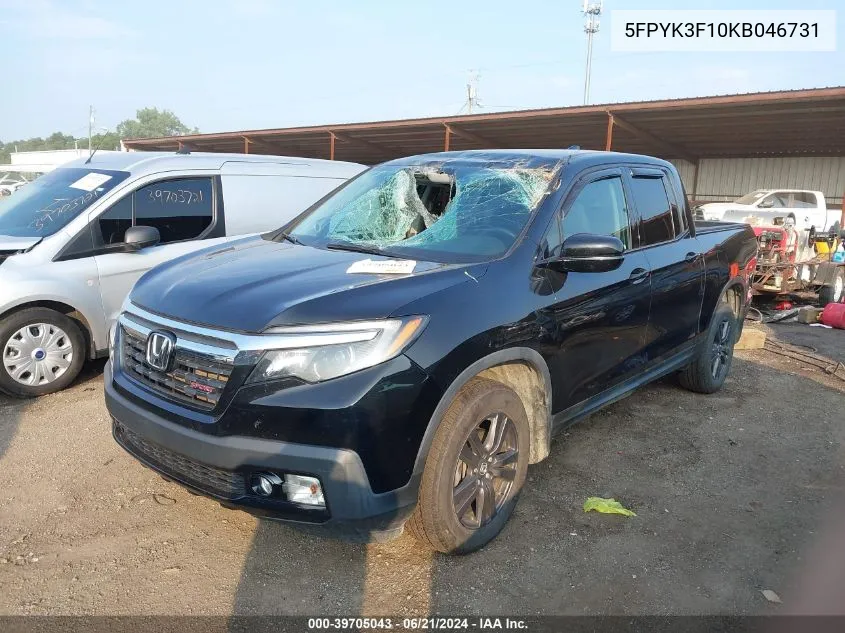 5FPYK3F10KB046731 2019 Honda Ridgeline Sport