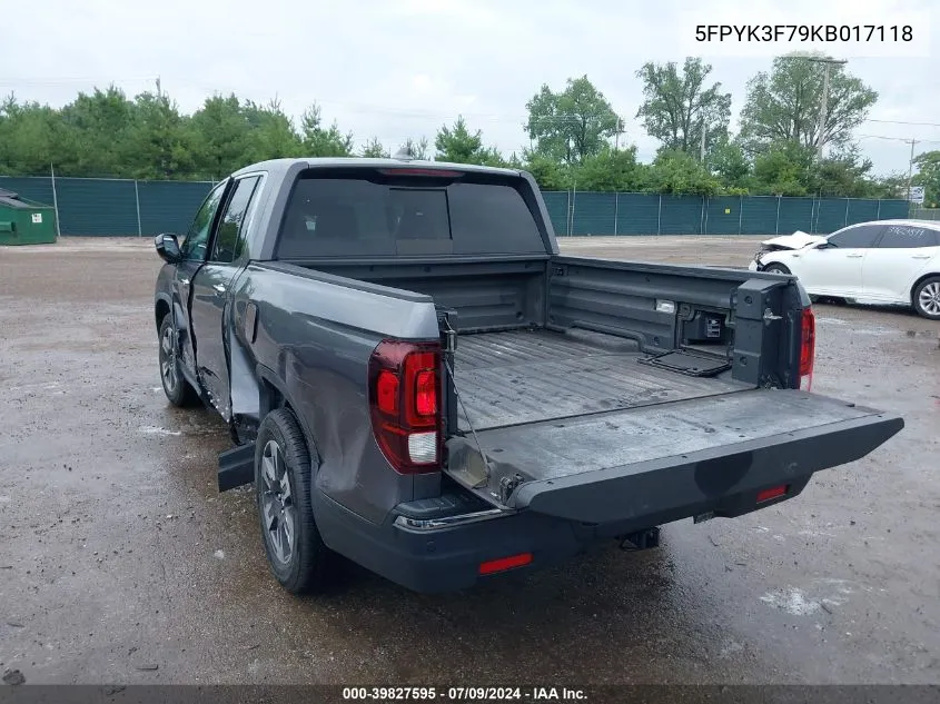 5FPYK3F79KB017118 2019 Honda Ridgeline Rtl-E