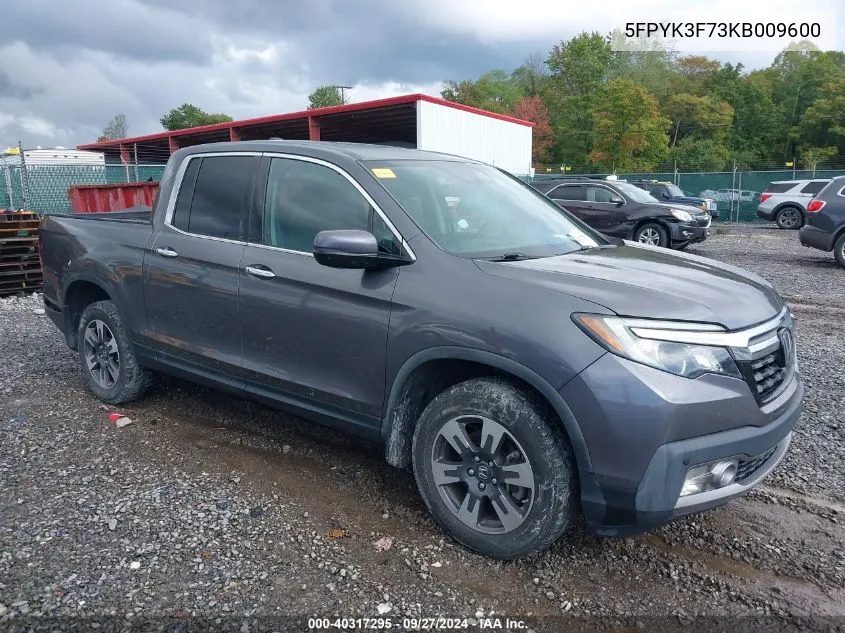 2019 Honda Ridgeline Rtl-E VIN: 5FPYK3F73KB009600 Lot: 40317295