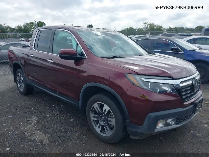 2019 Honda Ridgeline Rtl-E VIN: 5FPYK3F79KB006989 Lot: 40330154